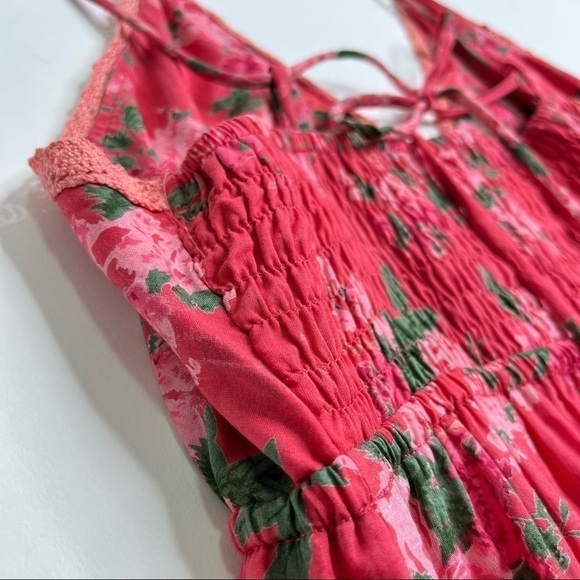 PERRY WALKER Annie Maxi II Floral Pink Boho Tassel Long Ruffle Tiered Maxi Dress - Picture 13 of 15